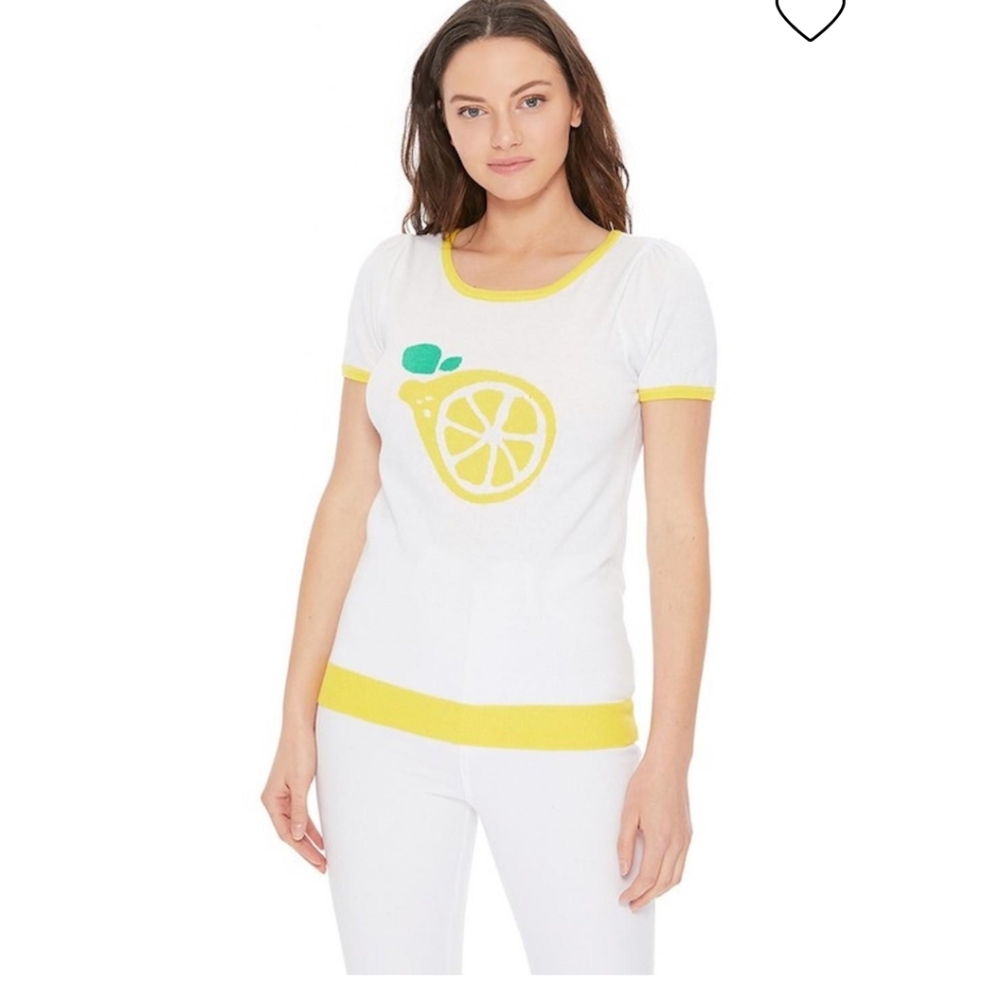MAK Lemon Sweater Large NEW Yellow White